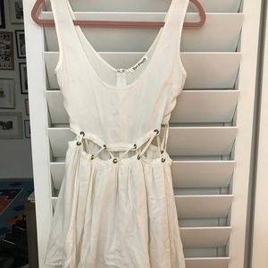 White mini dress, open waist